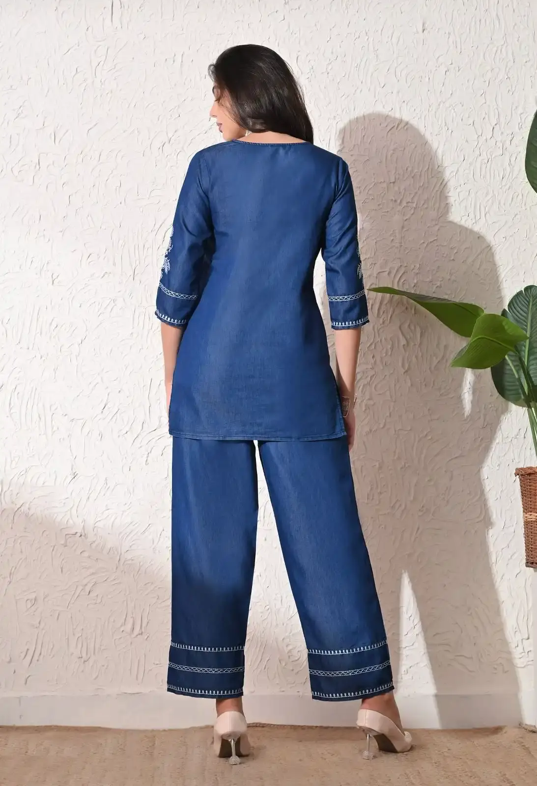 Embroidered and thread Handwork work work Denim Coord Set - Image 5