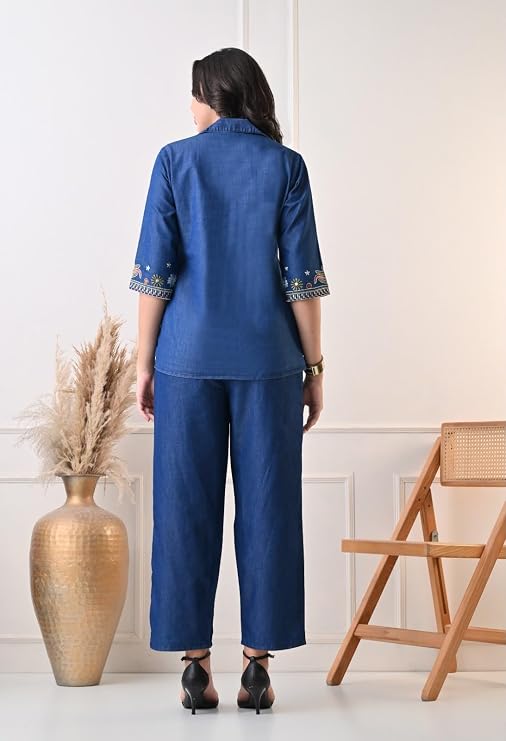 Elegant Denim Style with a Touch of Artistic Embroidered Coord Sets - Image 3