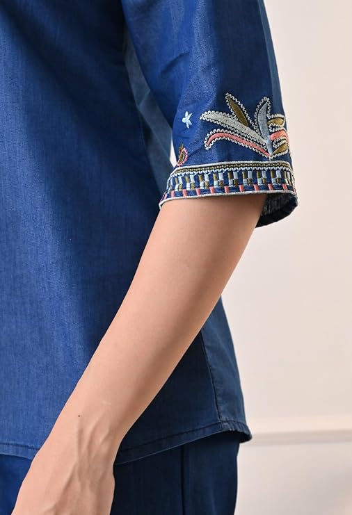 Elegant Denim Style with a Touch of Artistic Embroidered Coord Sets - Image 7