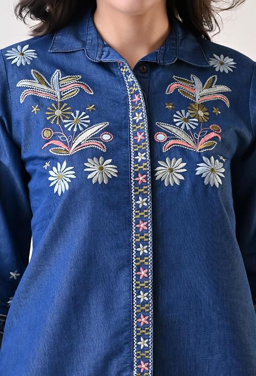 Elegant Denim Style with a Touch of Artistic Embroidered Coord Sets - Image 5